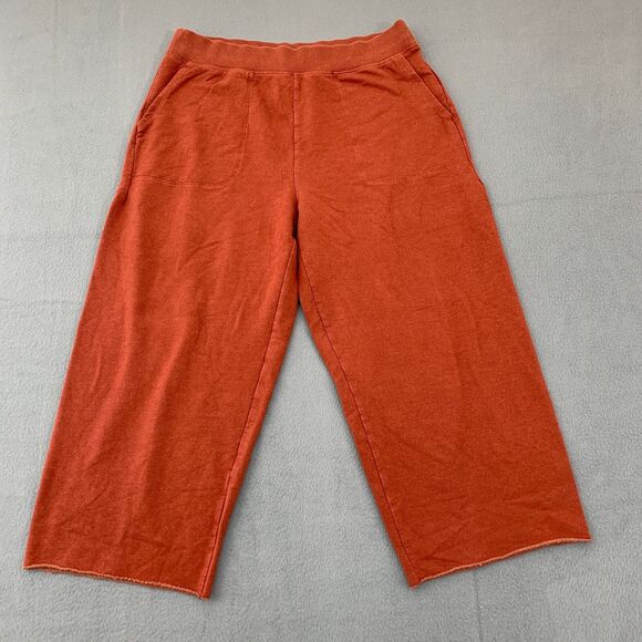 Nike Yoga Luxe Womens Small Cropped Fleece Pants Fall Brown Wide Leg Stretch - Picture 1 of 16